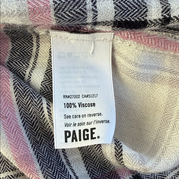 Paige Women’s Pink Black and White Thin Flannel Button Up Flannel Size Small - Picture 8 of 9